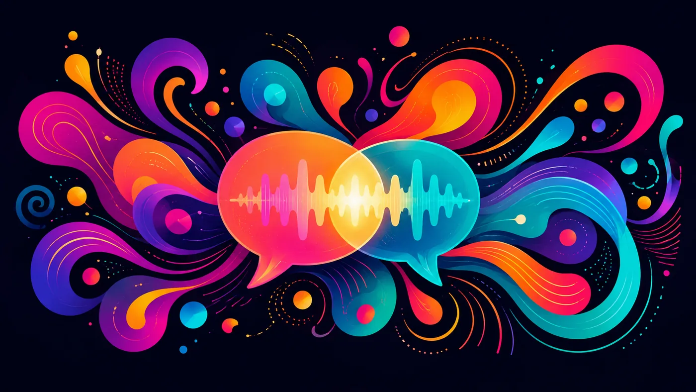 Ilustración de burbujas de diálogo con ondas de color — contacto Happy Health